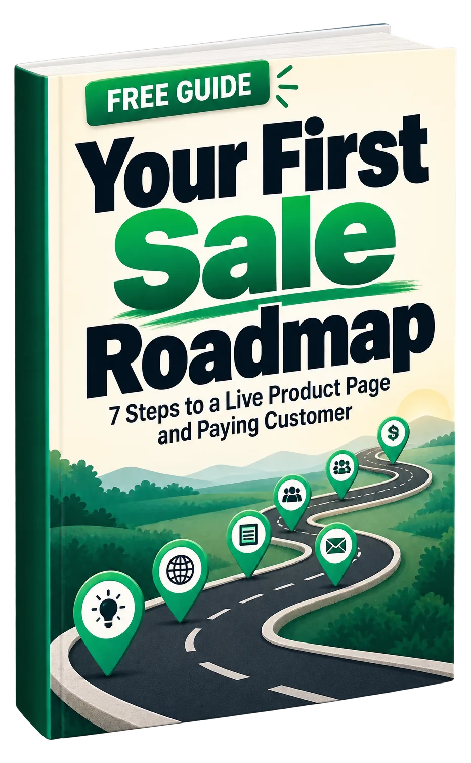 Your First Sale Roadmap: 7 Steps to a Live Product Page and Paying Customer free guide cover